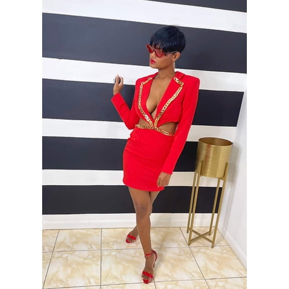 Divamo - Elegant Blazer Dress for Women Backless