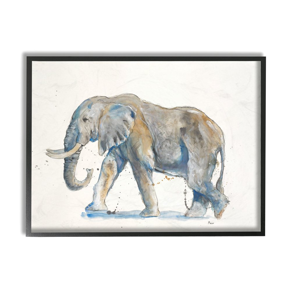 The Stupell Home Decor Collection Elephant Watercolor Framed Wall Art