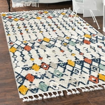 Unique Loom Cherokee Collection Area Rug - Clemson (4' x 6' Rectangle Multi/Navy Blue)