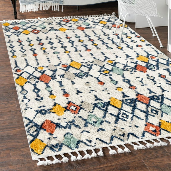 Unique Loom Cherokee Collection Area Rug - Clemson (4' x 6' Rectangle Multi/Navy Blue)