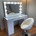 thumbnail image 1 of HomeRoots 401505 Glam Style Lighted USB Vanity Mirror, White, 1 of 1