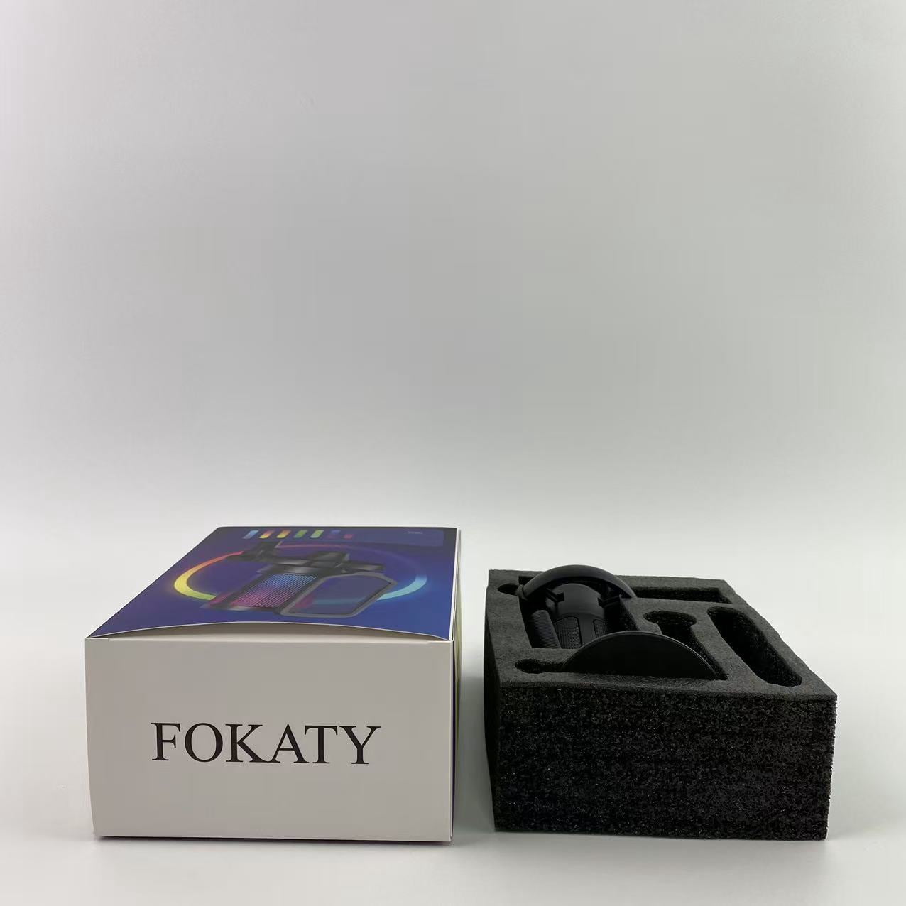 FOKATY Microphones,XLR/USB Dynamic Microphone for Podcast Recording, PC Computer Gaming Streaming Mic with RGB Light, Mute Button