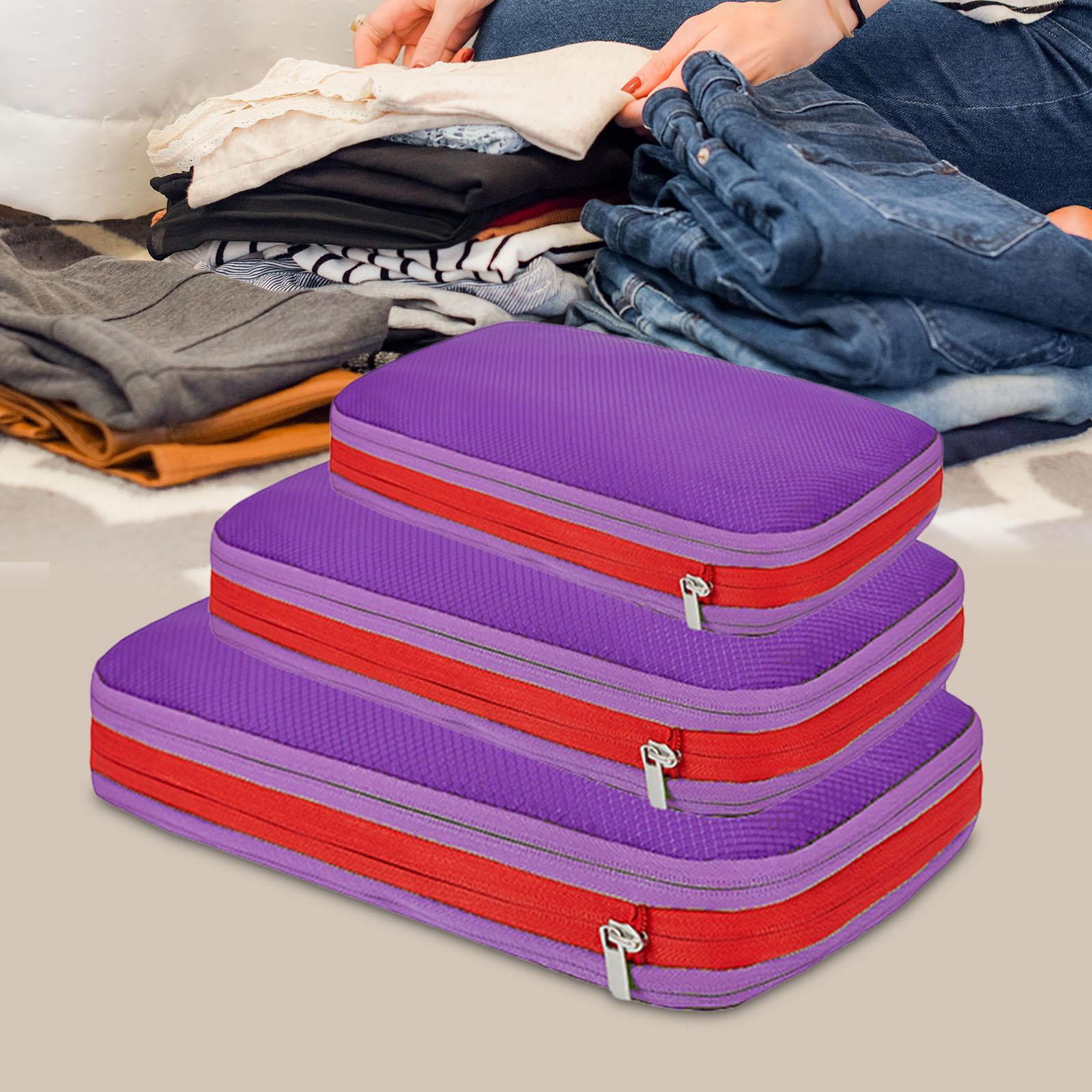 Axioma 3 Pieces Compression Packing Cubes Waterproof Double Zippers Storage Bags Double Violet