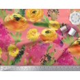 thumbnail image 3 of Soimoi Orange Rayon Fabric Leaves & Floral Print Sewing Fabric BTY 56 Inch Wide, 3 of 3