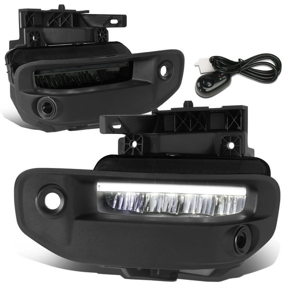 For 2019 to 2022 Ram 1500 Pair of Smoked Lens Full LED Light Bar Front Driving Fog Lights Lamps with Switch and Bezels 20