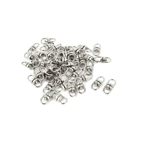 45 Pcs Silver Tone Metal Double Ended Swivel Key Ring Clasp Clip Connectors