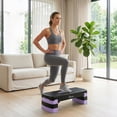 thumbnail image 2 of Soozier Aerobic Exercise Step Platform, Adjustable Aerobic Stepper, Purple, 2 of 10