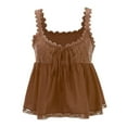 thumbnail image 5 of Lixiuxyad Womens Tank Tops Women's Casual Lace Trimmed U Neck Sleeveless Loose Fit Tank Top Pure Color Summer Camisole Comfortable Stretchy Blouse,Brown, 5 of 6
