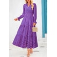 thumbnail image 3 of Vestido PRETTYGARDEN 2025 Otoño Maxi Azul y Rosa con Escote en V y Mangas Largas, 3 of 5