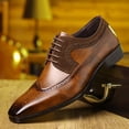 thumbnail image 5 of Men's Two-Tone Brown Leather Wingtip Brogue Oxford Dress Shoes, 5 of 8