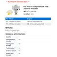 thumbnail image 2 of Fuel Pump 1 - Compatible with 1996 - 2001 Audi A4 Quattro 1997 1998 1999 2000, 2 of 2