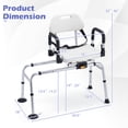 thumbnail image 3 of Gymax Sliding Shower Chair w/ Backrest Swivel Seat 5-Level Adjustable Height, 3 of 10
