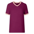 thumbnail image 5 of Kovlvoll Womens Tops V Neck Loose Short Sleeve T-Shirts Summer Casual Solid Color Basic Tees Top with Pockets, 5 of 7