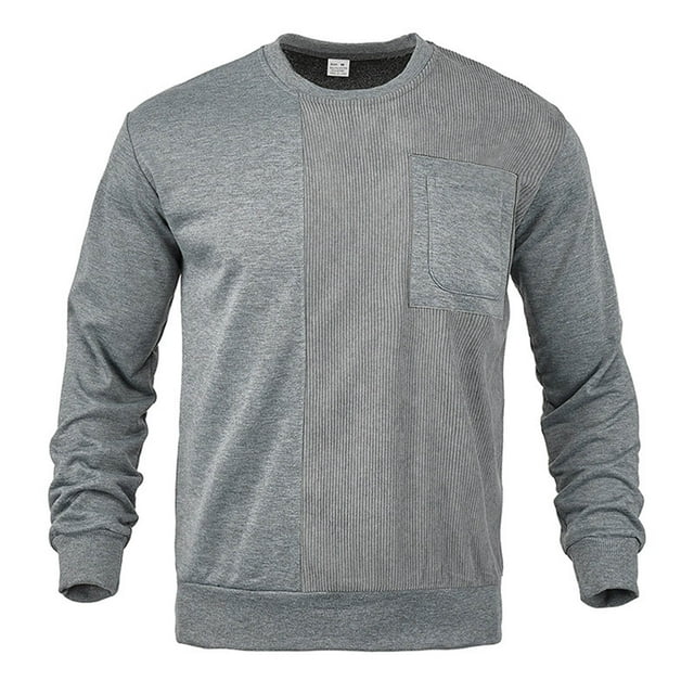 pstuiky camisas de manga larga para hombre, Sudadera de cuello redondo para hombre, holgada, de ocio, de color liso, de punto, versátil, a la moda, de manga larga Tops casuales para hombres xxxl