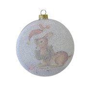 Bethany Lowe Brights Christmas Deer Glass Disk - One Ornament 4.0 Inch, Glass - Christmas Cardinal Wreath Lc2454