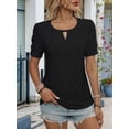 thumbnail image 4 of Womens Tops Dressy Casual Cute Hollow Embroidered Blouses Short Sleeve Shirts Summer Outfits 2025, 4 of 9