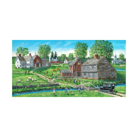 Canvas Wall Art - Bob Fair 'Learning to Fish' Wall Art for Living Room, Bedroom, or Office Décor by Trademark Fine Art - 19 x 10 Inches