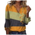 thumbnail image 1 of ICHUANYI Clearance Fashion Woman V Neck Three Quarter 3/4Sleeve T Shirt AutumnBlouse Tops Sweatshirt(Yellow, S) ICHUANYI WER2023080907678, 1 of 4