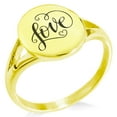 thumbnail image 1 of Stainless Steel Love Heart Calligraphy Swirl Minimalist Oval Top Polished Statement Ring, 1 of 1