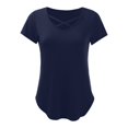 thumbnail image 5 of DondPO Womens Summer Tops V Neck Short Sleeve Basic Plain Tee T Shirt T Shirts for Women Womens Shirts Basic T Shirts for Women Blue L, 5 of 5