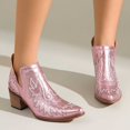 thumbnail image 5 of SACFOF Women's Cowboy Boots Cowgirl Ankle Pointed Toe Chunky Heel Cutout, 5 of 6