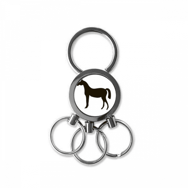 Caballo negro retrato animal Llavero de metal de acero inoxidable Llavero Anillo de cadena Llavero