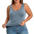 thumbnail image 4 of SNKSDGM Female Women's Tank Tops 3X Ribbed Tank Tops for Women Cropped Built in Bra Shelf Bra Camisoles Adjustable Spaghetti Strap Tank Tops Basic Layer, 4 of 7