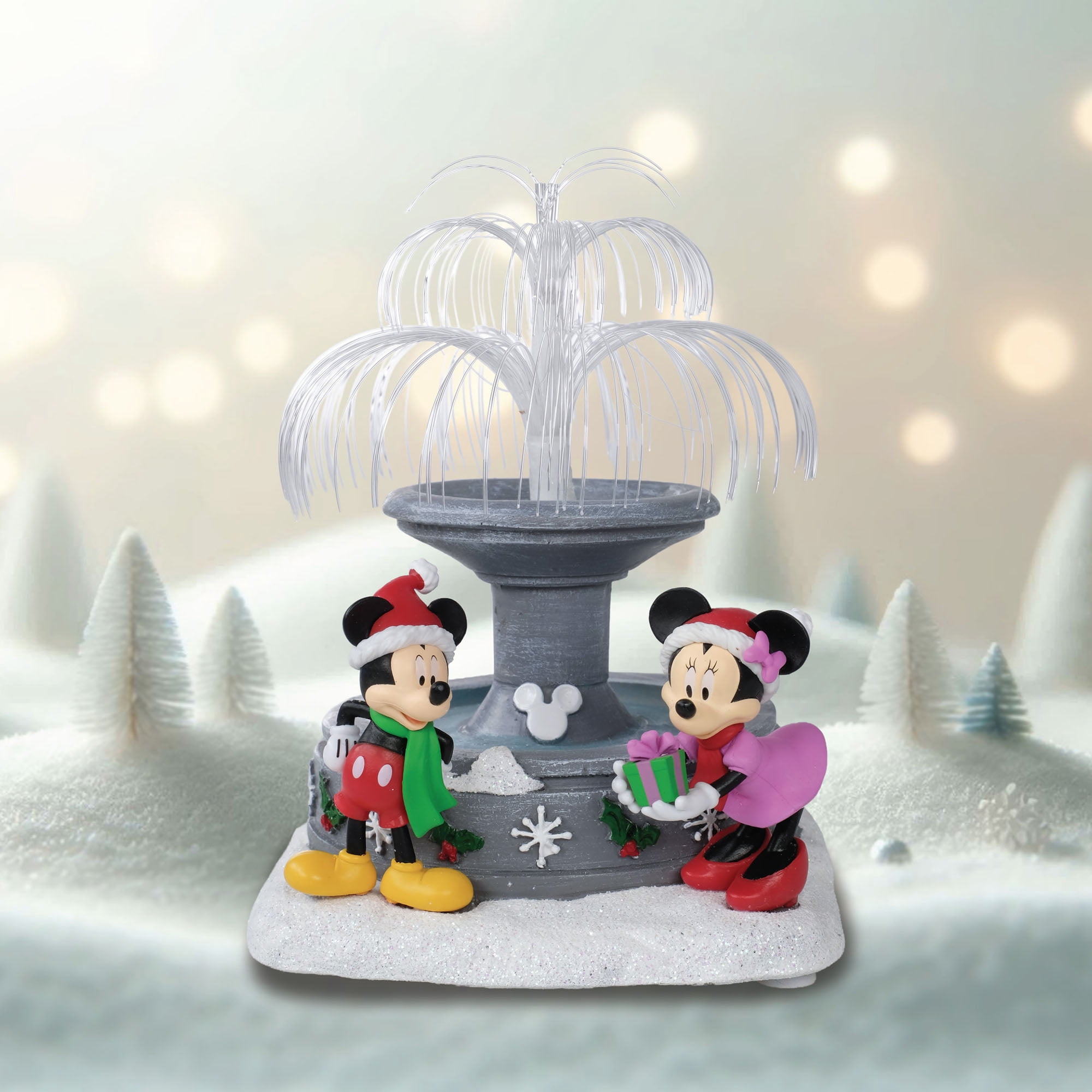 Disney Mickey & Minnie Light‑Up Fountain Village Piece