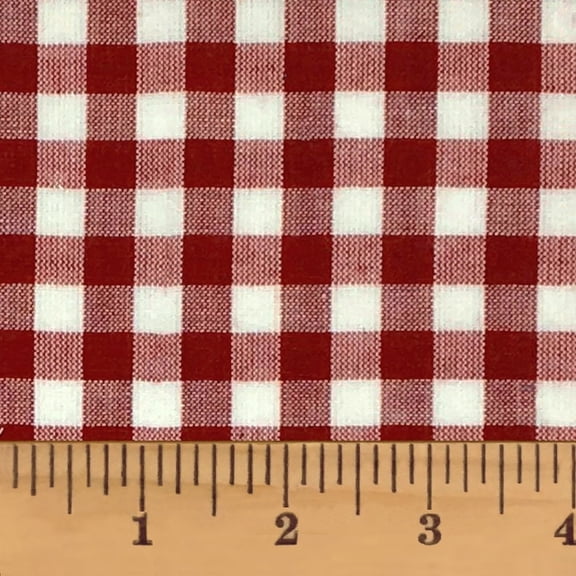 Liberty 5 Dark Red & White Plaid Christmas Homespun Cotton Fabric Sold by the Yard - JCS Fabric