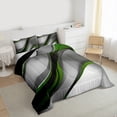 thumbnail image 3 of Feelyou Adult Modern Fashion Full Size Comforter Sets, Green Abstract Geometric Bedding Comforter Set, Stripes Ombre Reversible Bedding Sets, Breathable Home Decor, 3pcs, 3 of 8