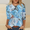 thumbnail image 1 of Jusqu'à 30 % de Réduction DYTTDG T-shirt Grande Taille pour Femmes Manches 3/4 Hauts Imprimés Col Rond Blouse Décontractée Ample Hauts pour Femmes, 1 of 1