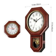Wall Clock, Imitation Wood Plastic Regulator Clock with Pendulum, Rufous