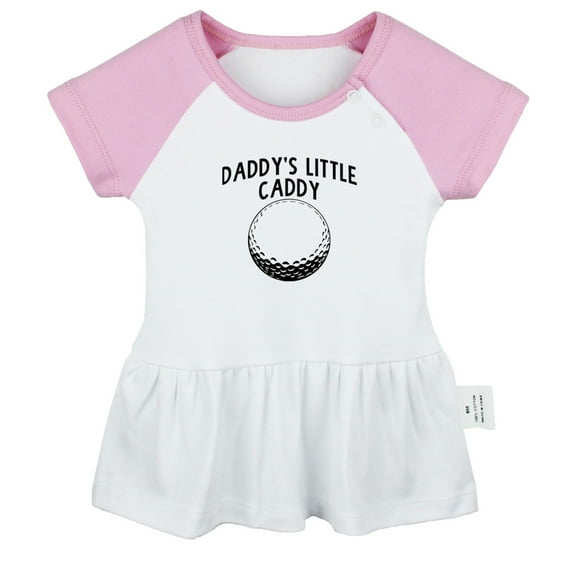 Daddy's Little Caddy Funny Dresses For Baby, Newborn Babies Skirts, Infant Princess Dress, 0-24M Kids Graphic Clothes (Pink Raglan Dresses, 6-12 Months)