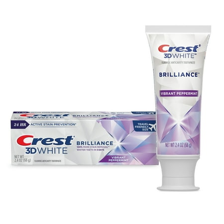 Crest 3D White Brilliance White Toothpaste, Vibrant Peppermint, 2.4 oz