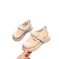 thumbnail image 3 of Seyurigaoka Little Girl's Artificial PU Princess Shoes Fashion Pearl Knit Stitching Slip-on Flat, 3 of 4