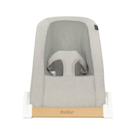 Evolur Koko Portable Infant Bouncer in Gray Breathable and Cotton Fabric
