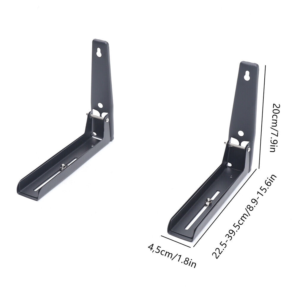 Black Wall Mounted Microwave Bracket, Foldable Stainless Steel Shelf, 1 Pair of Microwave Brackets 201 Stainless Steel
