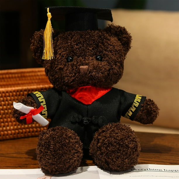 Juguete de peluche de oso de graduación Gafas de bata doctoral