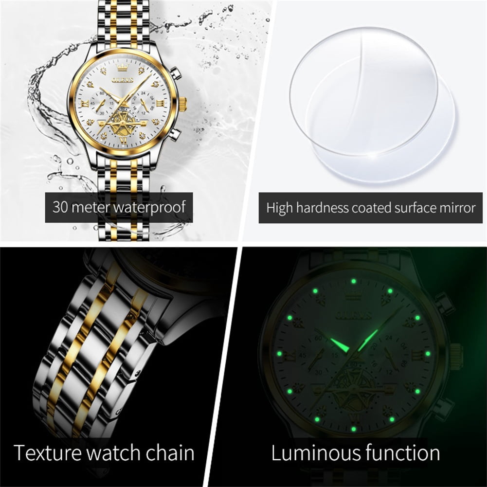 OLEVS Watches for Womens Business Luxury Casual Analog Quartz Diamond Stainless Steel Chronograph Waterproof Luminous ladies Watches Reloj Para Mujer Gold/White/Black/Blue
