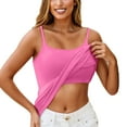 thumbnail image 4 of WTOBBY 2-Pack Monochrome Women's Padded Camisole, Sexy Oversized Underwear with Chest Support, Stretchy Soft Plus Size Layering Essential Tank Tops,Hot Pink 2XL, 4 of 5