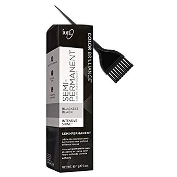 ION Color Brilliance SEMI-PERMANENT Creme Hair Color Dye, No Ammonia, No Peroxide (w/Sleek Tint Brush) Intensive Shine Cream Haircolor (Blackest Black - 3 oz) ION Color Brilliance SEMI-PERMANENT Creme Hair Color Dye, No Ammonia, No Peroxide (w/Sleek Tint Brush) Intensive Shine Cream Haircolor (Blackest Black - 3 oz)