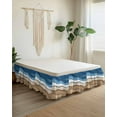 thumbnail image 2 of Blue Brown Ombre Bed Skirt Queen Size 16" Drop Blue Gradient Abstract Wave Geometric Ruffled Wrap Around Bed Skirts Adjustable Elastic Bedskirt Dust Ruffle for Queen Size Bed, 2 of 7