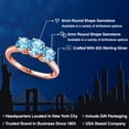 thumbnail image 2 of Gem Stone King 18K Rose Gold Plated Silver Swiss Blue Topaz Engagement Ring for Women | 2.30 Cttw | Round 6MM | Gemstone November Birthstone | Size 6, 2 of 6