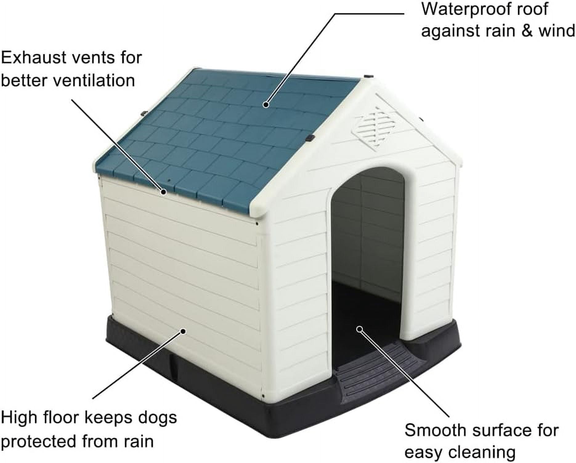 ZYPPP Plastic Dog House, Pet Dog Kennel Water Resistant for Small Medium Sized Dogs with Door, Indoor & Outdoor Use (28" H)