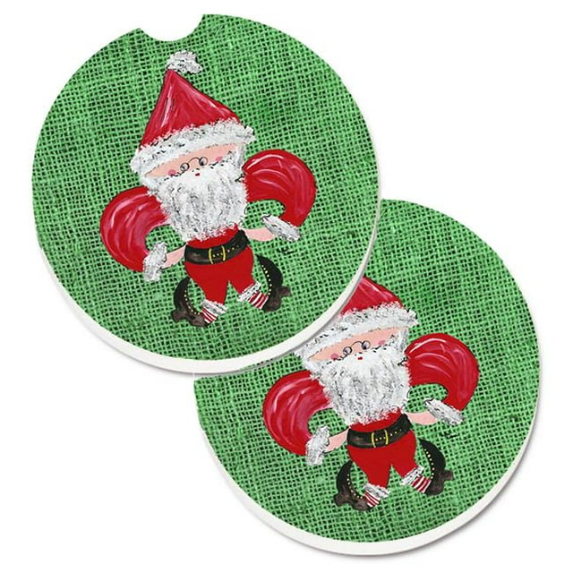 Noël Père Noël Fleur de Lis Ensemble de 2 Porte-Gobelets sous-Verre de Voiture