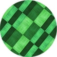 thumbnail image 1 of Ahgly Tapis Rond Lavable en Machine Intérieur Transitionnel Vert, 6 Pieds Rond, 1 of 7