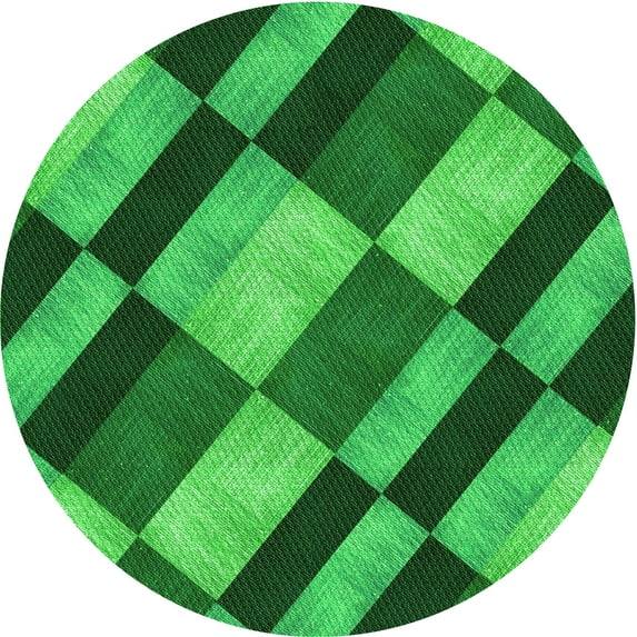 Ahgly Company Indoor Round Patterned Green Area Rugs, 7' Round