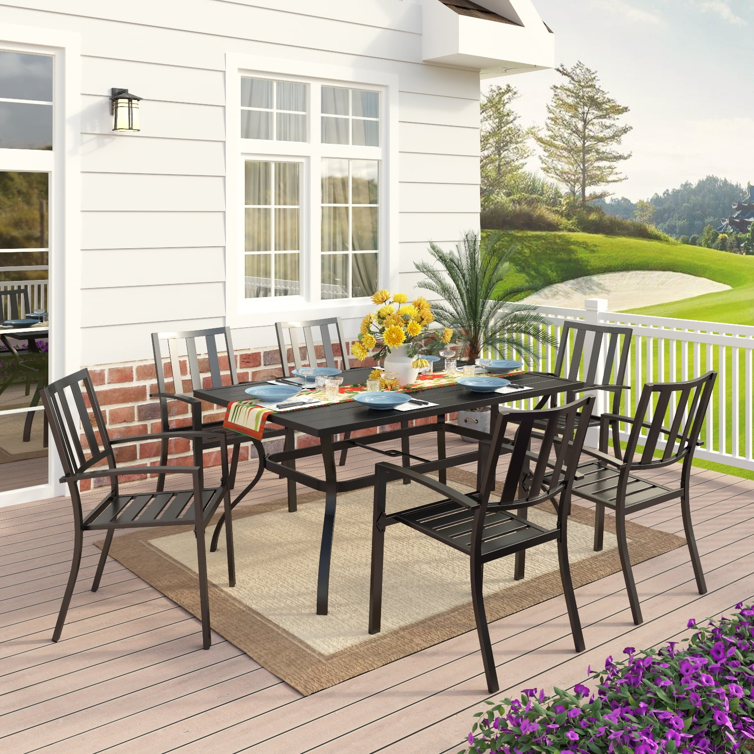 Dining Sets Patio, Lawn & Garden Mainstay Black Albany Lane 6Piece