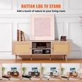 thumbnail image 3 of Soporte de TV VEVOR Rattan Mid Century Modern para TV de 65 pulgadas, roble, 3 of 9