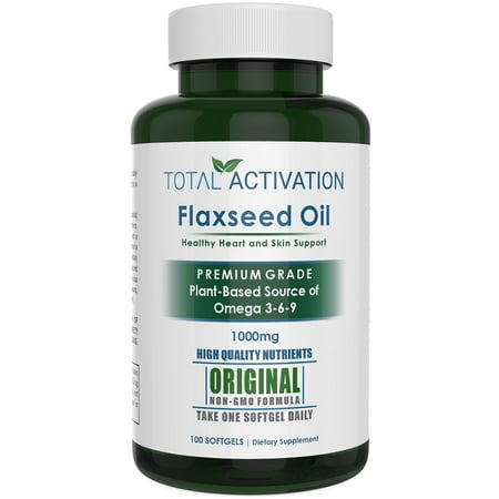 Total Activation Flaxseed Oil, 1000 mg Plant-based Omega 3-6-9 for Healthy Heart & Radiant Skin, (Best Omega 3 Supplement For Skin)